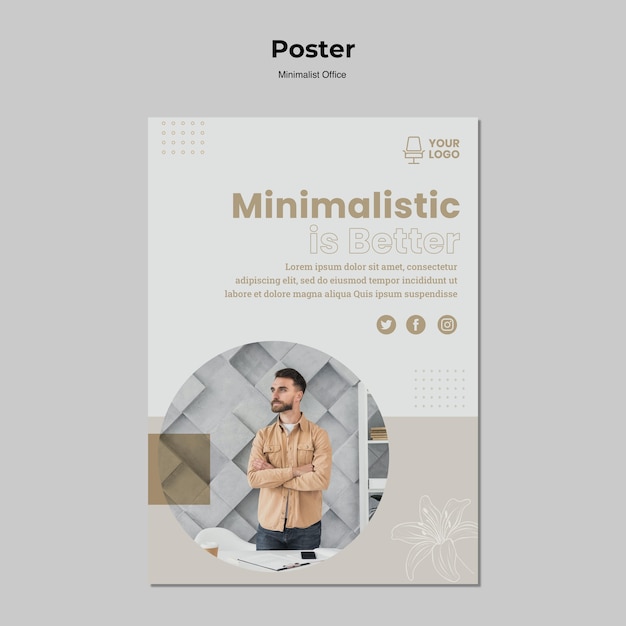 Kostenlose PSD minimalismus-konzeptplakatdesign