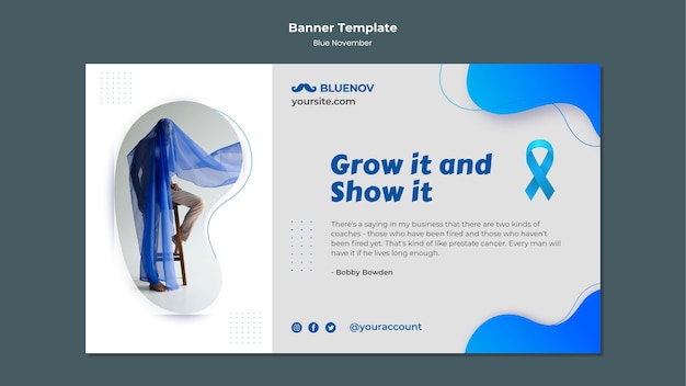 Minimalistische blaue november-banner-vorlage