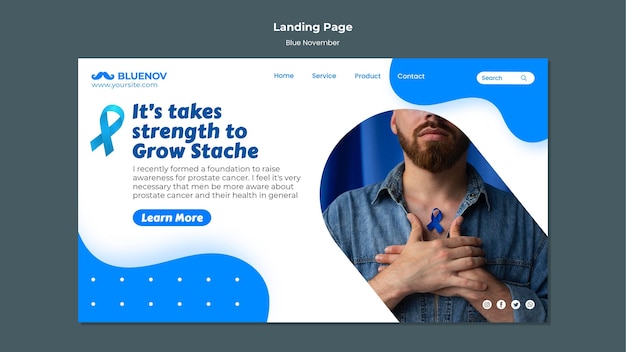 Kostenlose PSD minimalistische blaue november-landingpage-vorlage