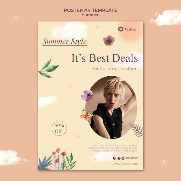 Minimalistische Designvorlage für Sommerposter