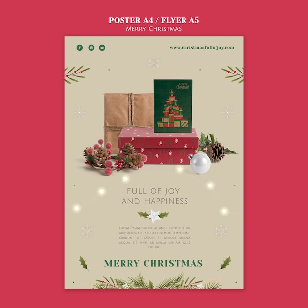 Kostenlose PSD minimalistische festliche weihnachtsdruckvorlage