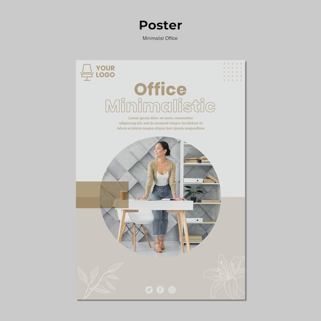 Kostenlose PSD minimalistisches büroplakatdesign
