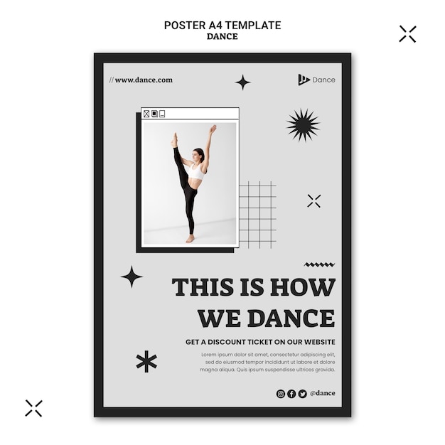 Kostenlose PSD minimalistisches tanzplakat-vorlagendesign