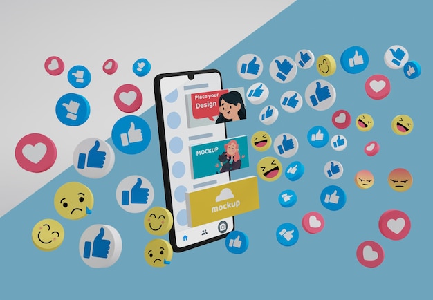 Mock-up-gerät mit social-media-plattform