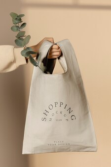 Mockup-design für einkaufstaschen aus stoff