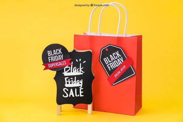 Download Mockup für schwarzen freitag mit tasche und etiketten ...