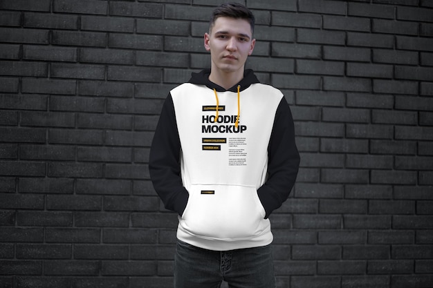 Mockup hoodie. ziegelwand. urban style