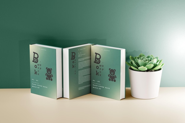 Kostenlose PSD mockup-szene mit hardcover-buch