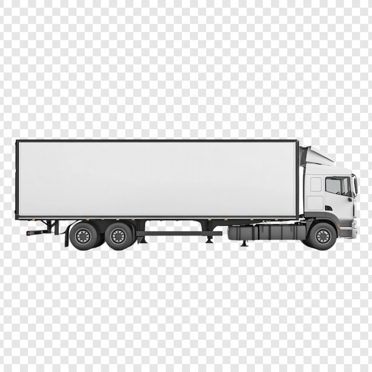 Kostenlose PSD mockup von einem weißen semi-lkw-anhänger für die lieferung von logistiktransporten