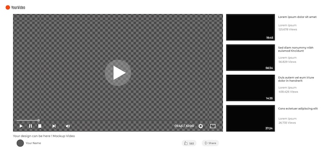 Mockup-vorlage für website-videoplayer