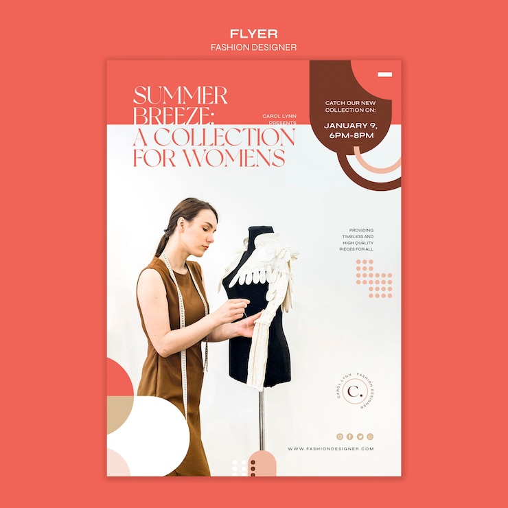 Kostenlose PSD modedesigner konzept flyer vorlage
