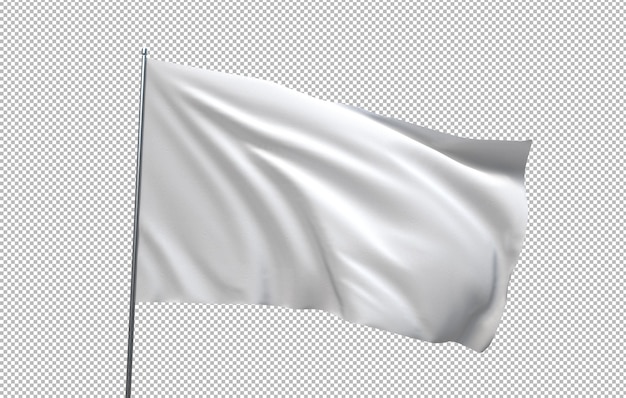 Modell einer weißen Flagge auf durchsichtigem Material