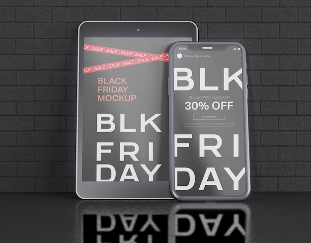 Kostenlose PSD modell für smartphones und digitale tablet-bildschirme. black friday konzept