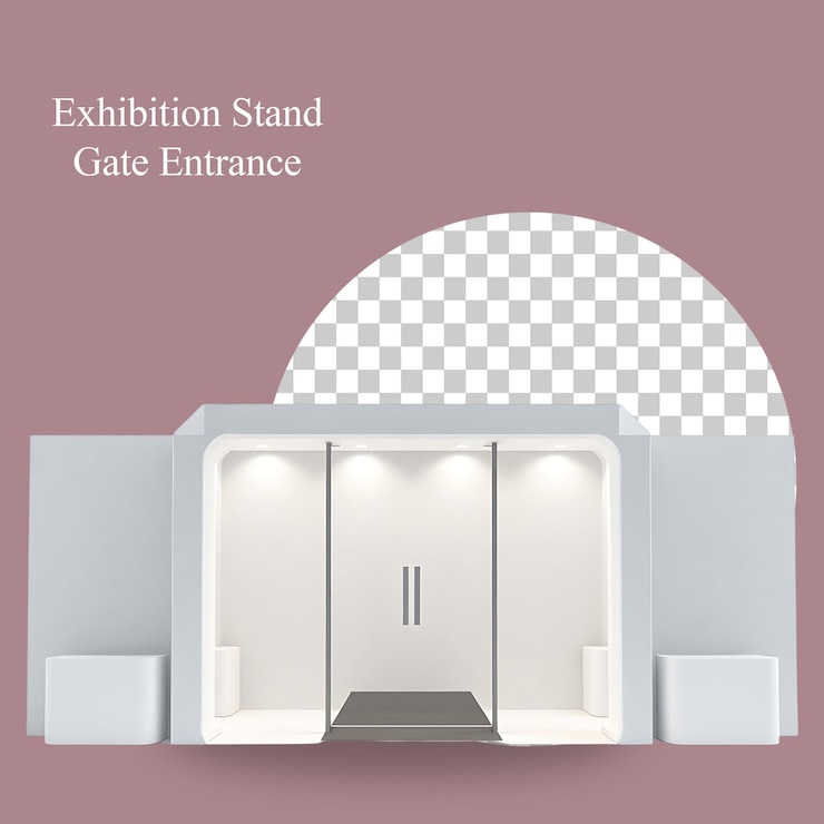 Kostenlose PSD moderne mockup des eingangs zum ausstellungsstand
