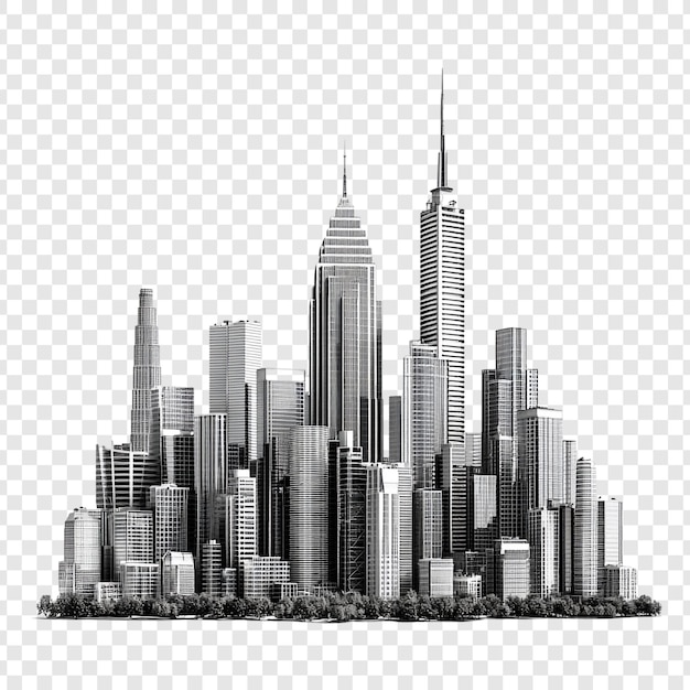 Moderne Stadtlandschaft Ein monochromes Panorama von Wolkenkratzern