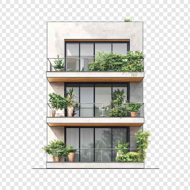 Modernes Wohnhaus mit üppigen Balkonen