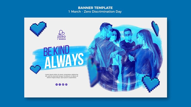 Kostenlose PSD monochrome null diskriminierung tag banner vorlage
