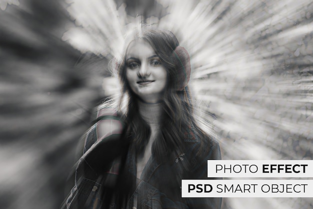 Kostenlose PSD monochromes porträt einer frau mit chromatischem randeffekt