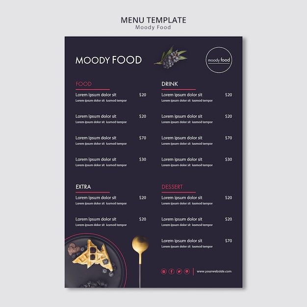 Moody food kreative menüvorlage