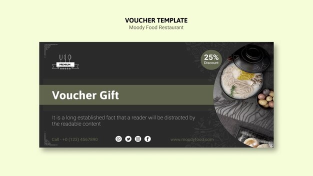 Moody Food Restaurant Gutschein Vorlage