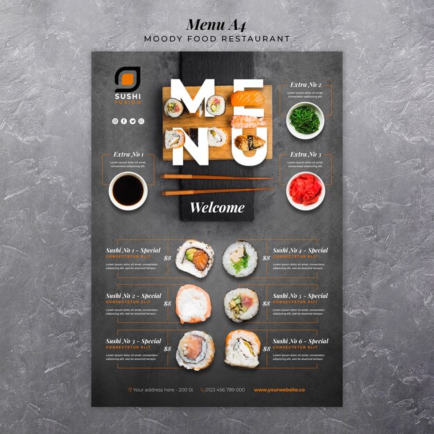 Moody Food Restaurant Menüvorlage