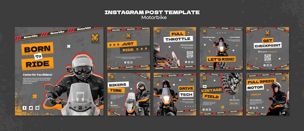Kostenlose PSD motorrad abenteuer instagram beiträge