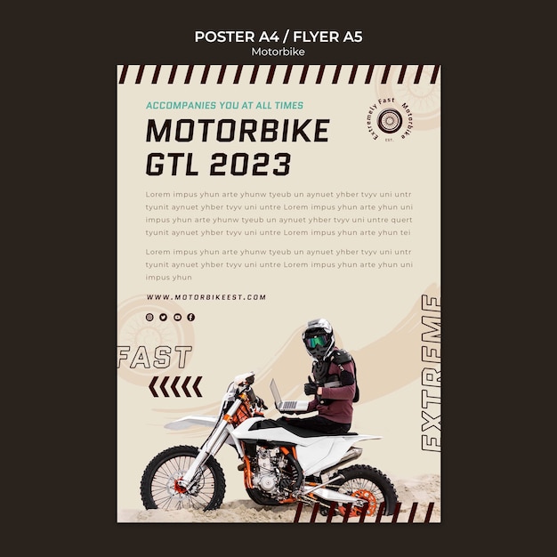 Kostenlose PSD motorrad-extremsport-poster-vorlage