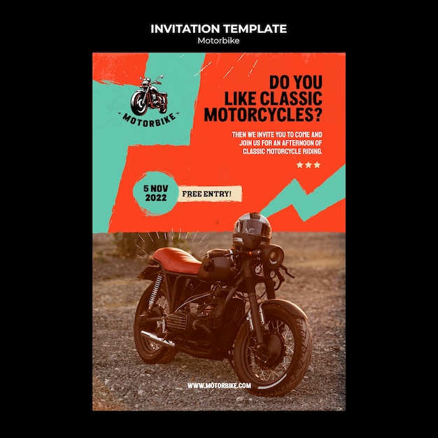 Kostenlose PSD motorrad-vorlage im flachen design