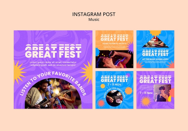 Kostenlose PSD musik festival instagram post vorlage