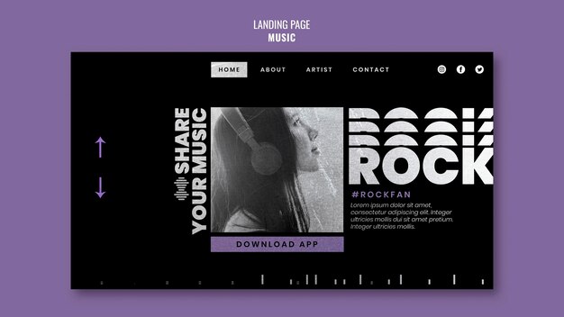 Musik-Landingpage-Vorlage mit Foto