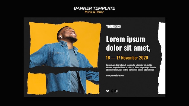 Musik und Tanz Event Banner Vorlage
