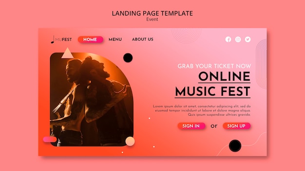 Kostenlose PSD musikereignis-landingpage