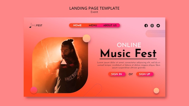 Kostenlose PSD musikereignis-landingpage