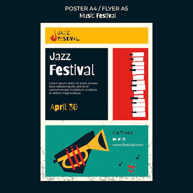 Kostenlose PSD musikfestival-plakatschablone