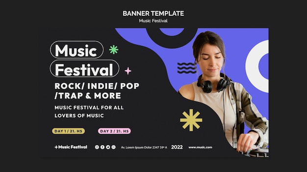 Musikfestival-Vorlage im flachen Design