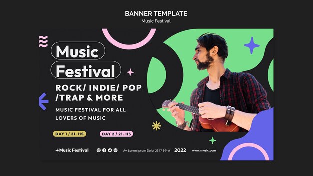 Musikfestival-Vorlage im flachen Design