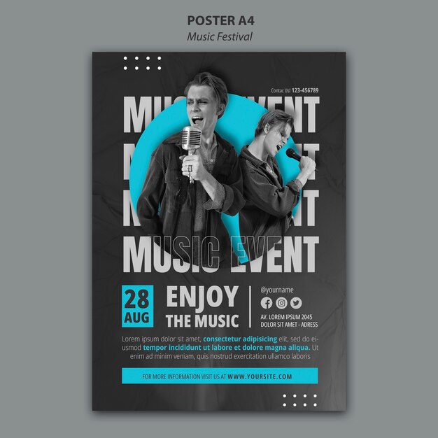 Musikfestival-Vorlage im flachen Design