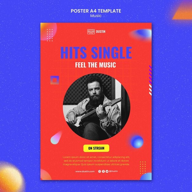 Musikplakatvorlage im flachen Design