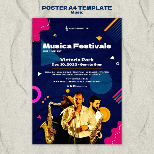 Musikplakatvorlage im flachen Design