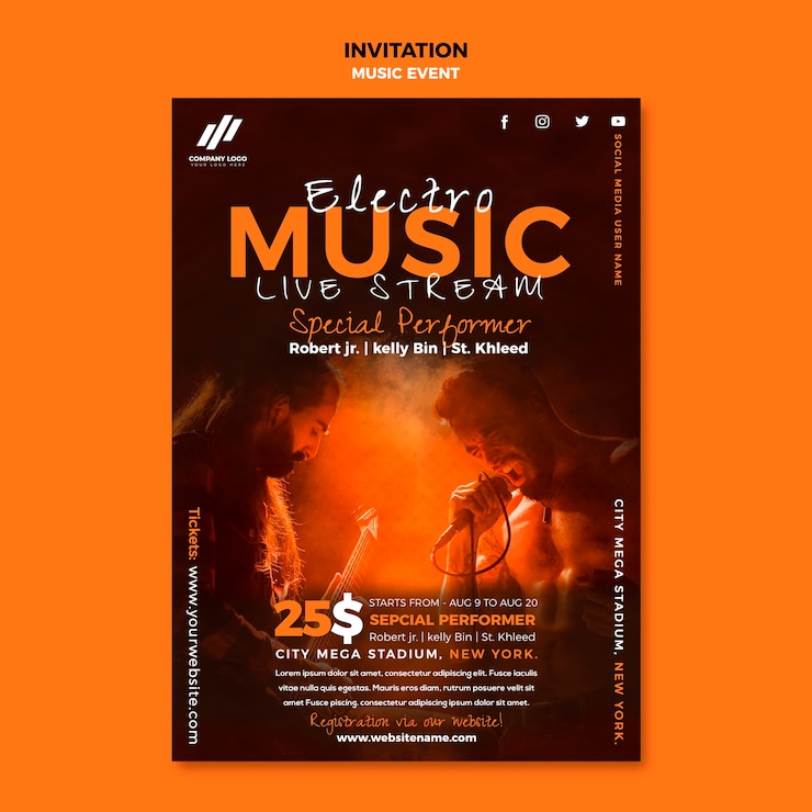 Kostenlose PSD musikvorlage im flachen design