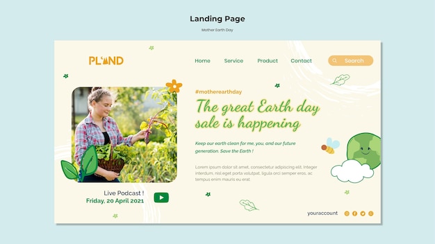 Mutter Erde Tag Feier Landing Page