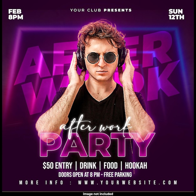 Nach der Arbeit DJ Party Flyer Social Media Post