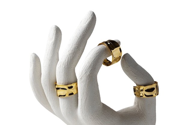 Nahaufnahme des goldenen Rings an der Schaufensterpuppenhand
