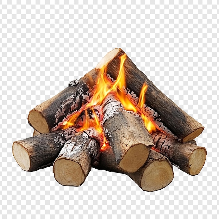 Kostenlose PSD nahaufnahme von brennenden baumstämmen bei einem lagerfeuer