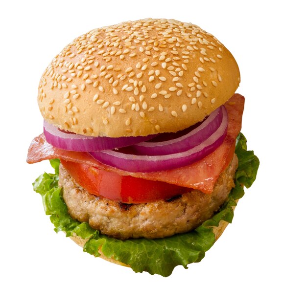 Nahaufnahme von Hamburger isoliert