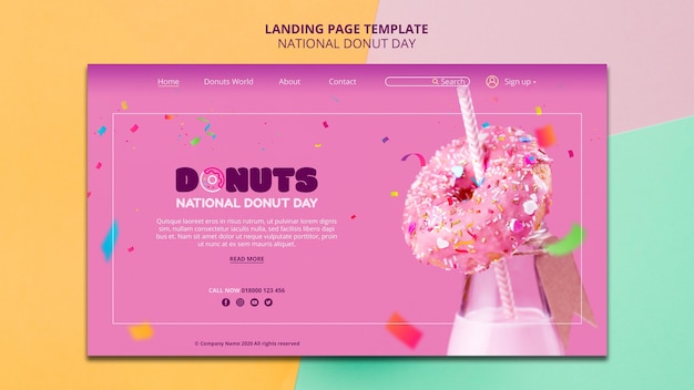 Kostenlose PSD national donut day landing page vorlage