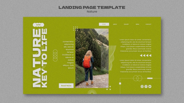 Kostenlose PSD natur landing page template design