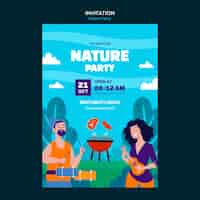 Kostenlose PSD naturparty-vorlage im flachen design