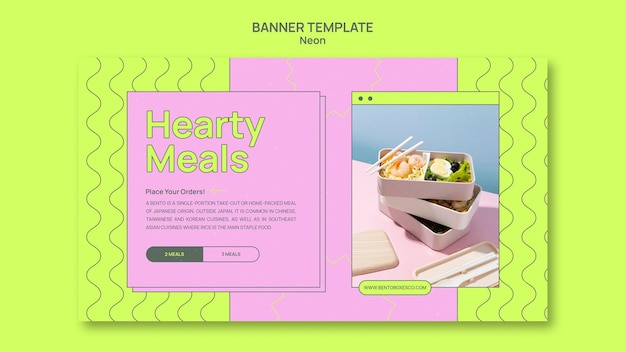 Neon bento box banner vorlage