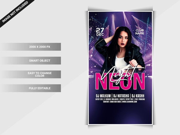 Neon-nacht-party-instagram-web-banner-vorlage